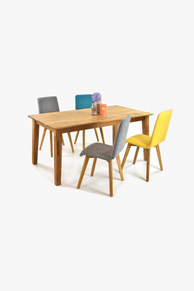 Massiver Eichen-Esstisch 160x90 cm mit hellgrauen